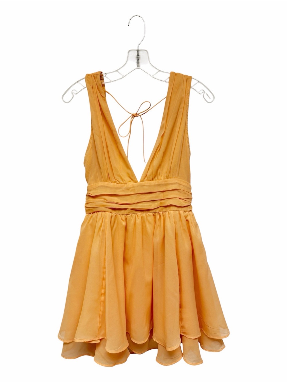 Abercrombie & Fitch Orange V-Neck Chiffon Mini Dress Size Small